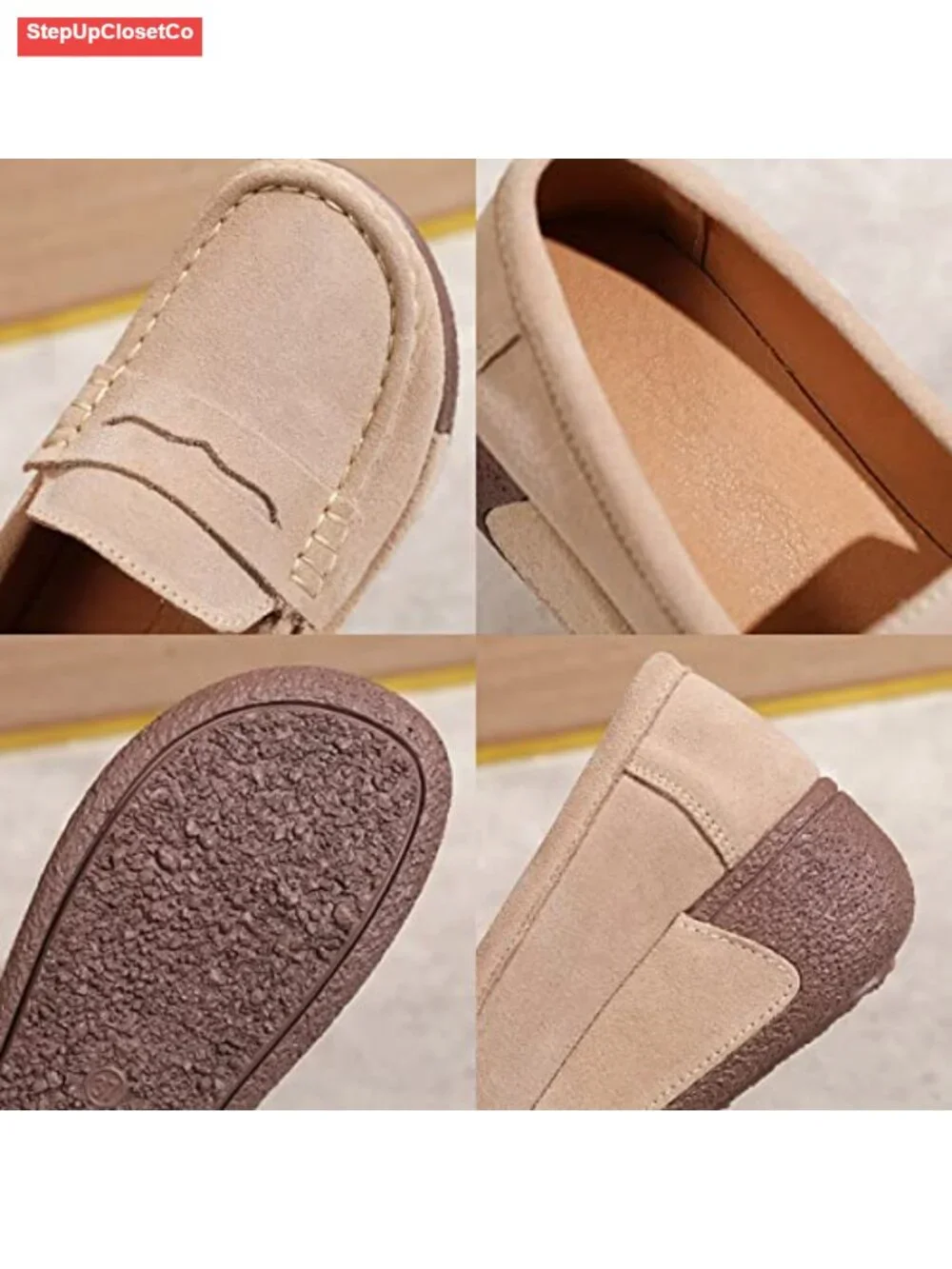 Wedge Loafers Platform Sneakers Slip-On Suede Moc Toe Casual Walking